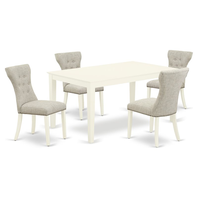 Pemberly Row 5-Piece Wood Dining Set in Linen White and Doeskin Finish