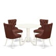 Pemberly Row Round 5-Piece Dining Set with Drop Leaf and Burgundy Chairs