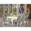Pemberly Row 9-Piece Wood Dining Set in Linen White and Smoke Finish