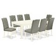 Pemberly Row 9-Piece Wood Dining Set in Linen White and Smoke Finish