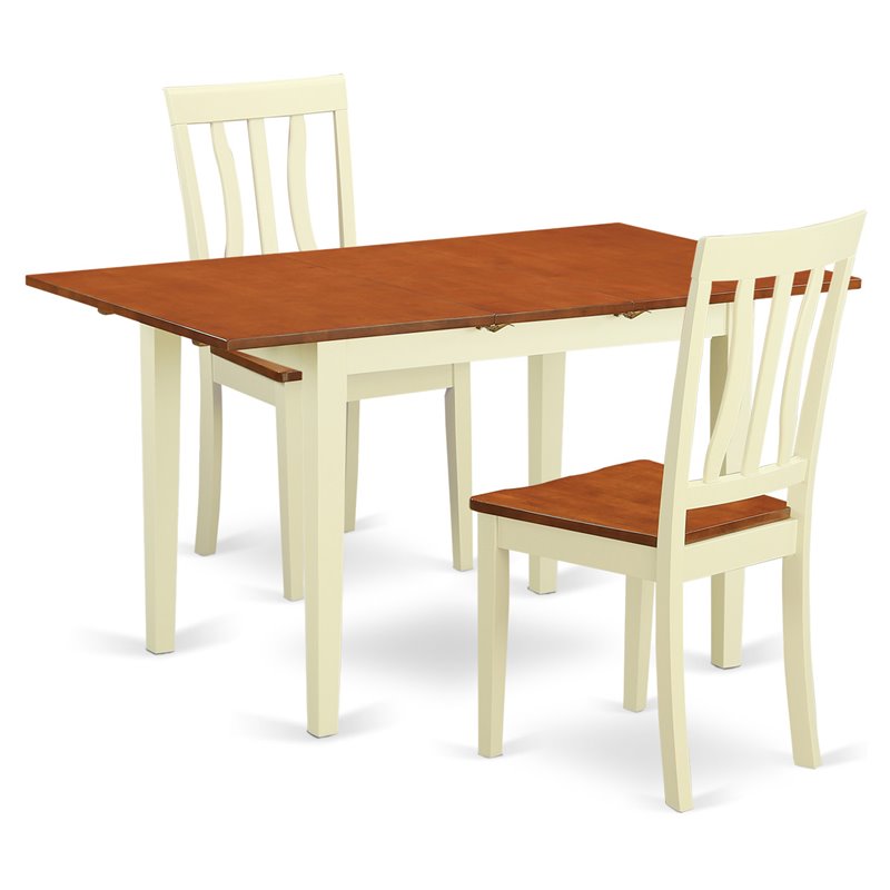 Pemberly Row 3-Piece Dining Set with Buttermilk and Cherry Finish