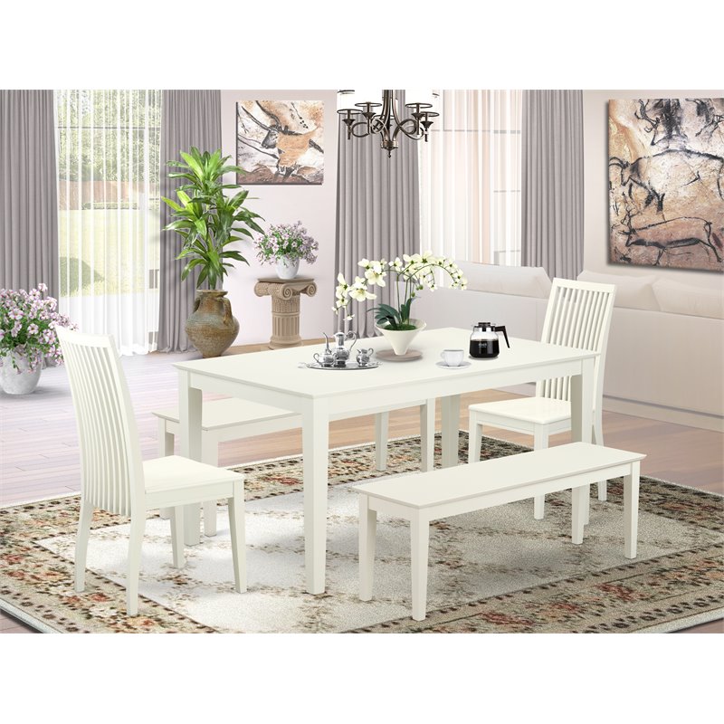 Pemberly Row 5-Piece Wood Dining Set with Linen White Finish
