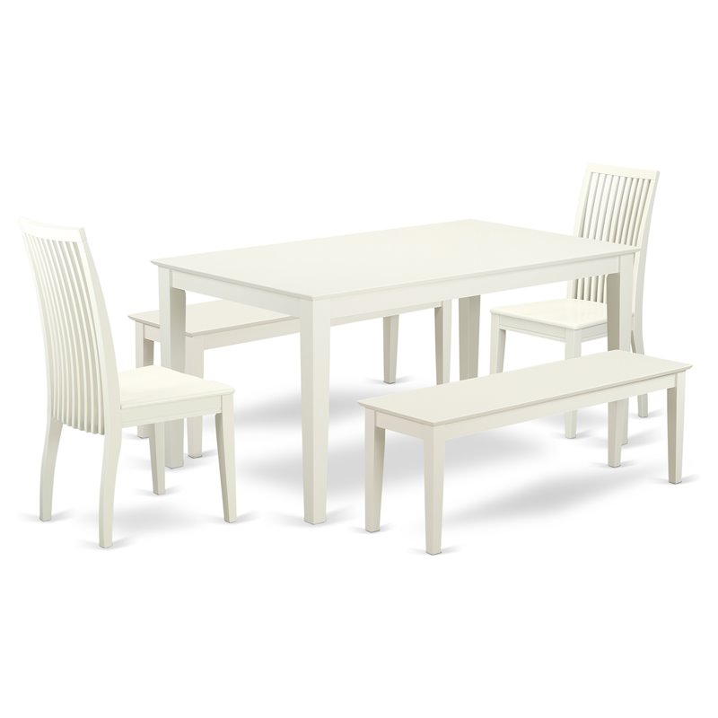 Pemberly Row 5-Piece Wood Dining Set with Linen White Finish
