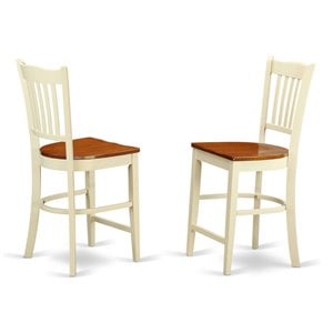 Pemberly Row Set of 2 Wood Counter Height Stools in Cherry/Buttermilk