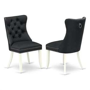 Pemberly Row Faux Leather Parson Dining Chair in Dark Gray (Set of 2)