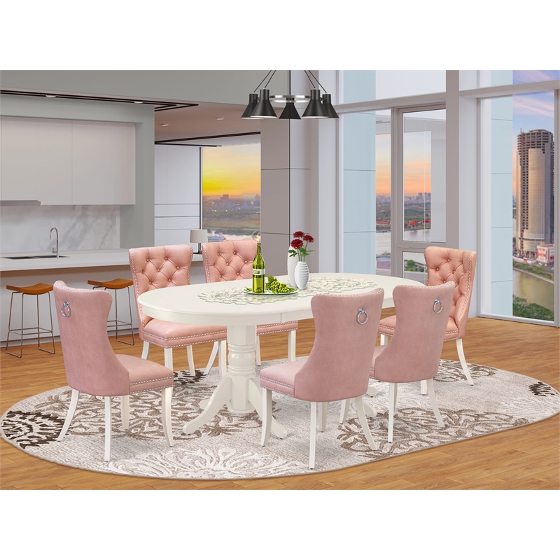 Pemberly Row 7-Piece Dinette Set with Oval Table & Parson Chairs