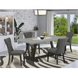 Pemberly Row 5-Piece Wood Dining Table Set with Linen Chairs in Gotham Gray