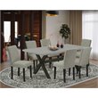 Pemberly Row 7-Piece Wood Dining Set with Padded Chairs in Multi-Color