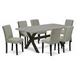 Pemberly Row 7-Piece Wood Dining Set with Padded Chairs in Multi-Color