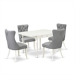 Pemberly Row 5-Piece Drop-Leaf Faux Leather Dining Set in White/Light Gray