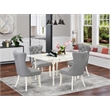 Pemberly Row 5-Piece Drop-Leaf Faux Leather Dining Set in White/Light Gray