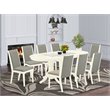 Pemberly Row 9-Piece Dining Set with Pedestal Table and Linen White Finish