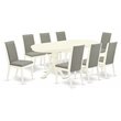 Pemberly Row 9-Piece Dining Set with Pedestal Table and Linen White Finish