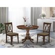 Pemberly Row 3-Piece Dining Set with Round Table and Chairs in Mahogany
