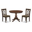 Pemberly Row 3-Piece Dining Set with Round Table and Chairs in Mahogany