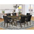 Pemberly Row 7-Piece X-Style Dining Set in Distressed Jacobean and Black