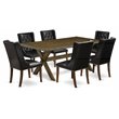 Pemberly Row 7-Piece X-Style Dining Set in Distressed Jacobean and Black