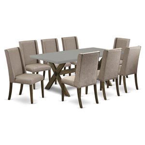 Pemberly Row 9-Piece Dining Set with Rectangular Table and Parsons Chairs