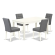 Pemberly Row 5-Piece Dining Set in Linen White and Platinum Gray