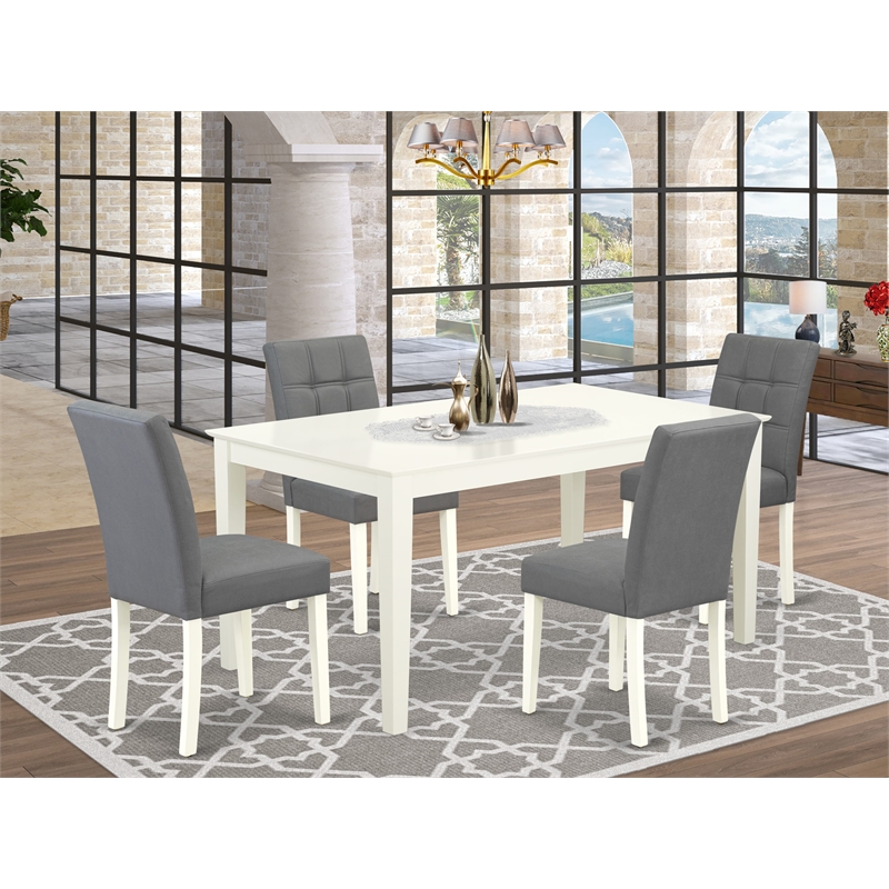 Pemberly Row 5-Piece Dining Set in Linen White and Platinum Gray