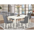 Pemberly Row 5-Piece Dining Set in Linen White and Platinum Gray