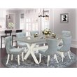 Pemberly Row 7-Piece Wood Dining Set in Linen White and Baby Blue