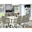Pemberly Row V-Style 9-Piece Dining Set with X-Leg Table in Dark Shitake