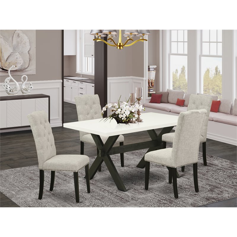 Pemberly Row X-Style 5-Piece Wood Kitchen Set in Black and Multi-Color