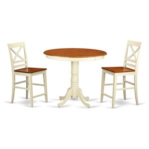 Pemberly Row 3-Piece Wood Dining Set in Buttermilk and Cherry