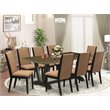 Pemberly Row V-Style 9-Piece Wood Dining Table Set in Black and Multi-Color