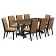 Pemberly Row V-Style 9-Piece Wood Dining Table Set in Black and Multi-Color