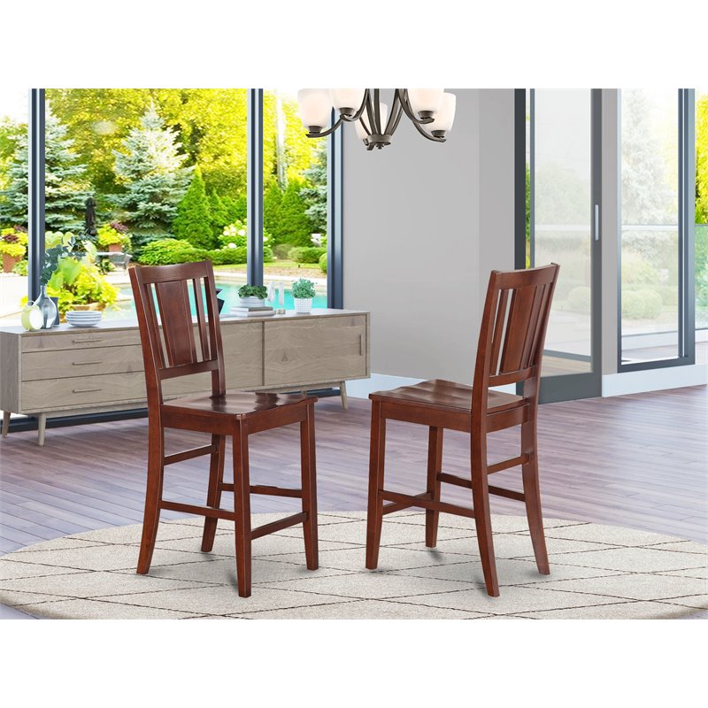 Pemberly Row Wood Counter Height Stools in Mahogany (Set of 2)