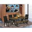Pemberly Row 6-Piece Wood Dining Set in Black & Distressed Jacobean