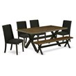Pemberly Row 6-Piece Wood Dining Set in Black & Distressed Jacobean