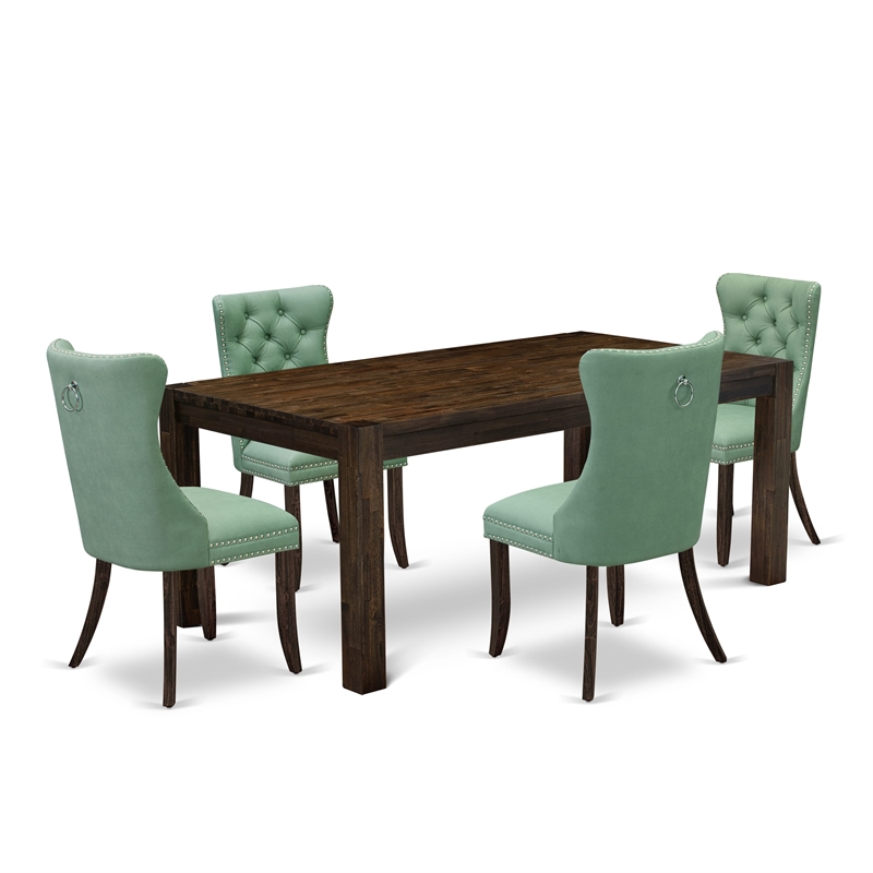 Pemberly Row 5-Piece Dining Set in Willow Green/Distressed Jacobean