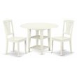 Pemberly Row 3-Piece Round Dining Table Set in Linen White Finish