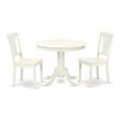 Pemberly Row 3-Piece Hardwood Construction Dining Set in Linen White