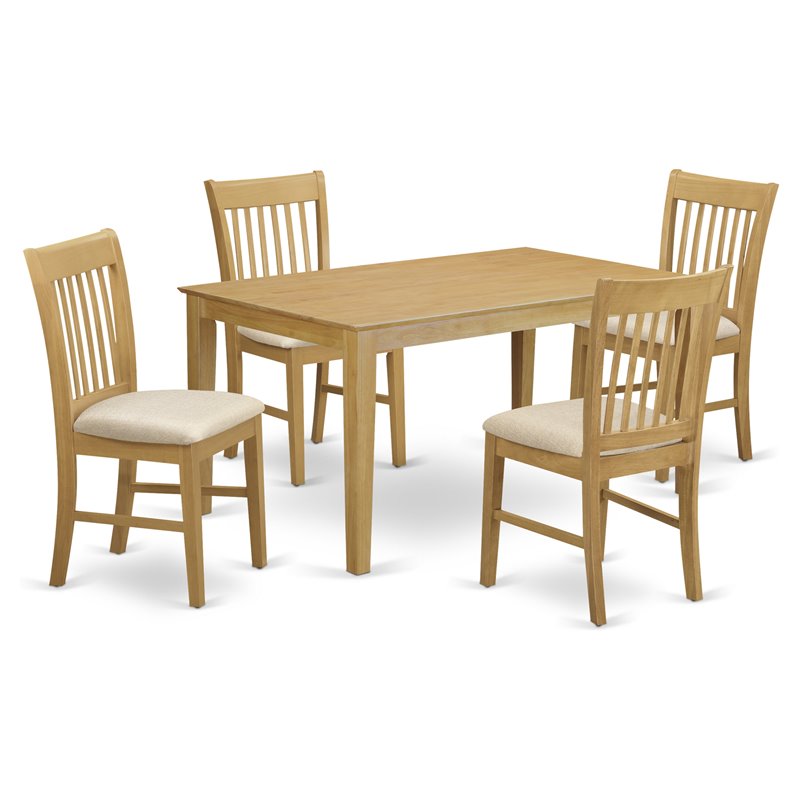 Pemberly Row Oak 5-Piece Wood Dining Table Set with Rectangular Top