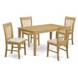 Pemberly Row Oak 5-Piece Wood Dining Table Set with Rectangular Top