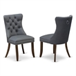 Pemberly Row Faux Leather Parson Chairs with Acacia Wood Legs (Set of 2)