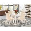 Pemberly Row 5-Piece Square Dining Set in Linen White and Light Beige