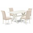 Pemberly Row X-Style 5-Piece Wood Dinette Set in Linen White