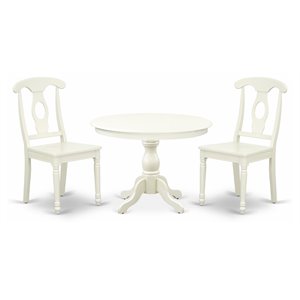 Pemberly Row 3-Piece Dining Set with Napoleon Back Chairs in White