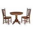Pemberly Row 3-Piece Wood Dining Set with Round Table in Mahogany