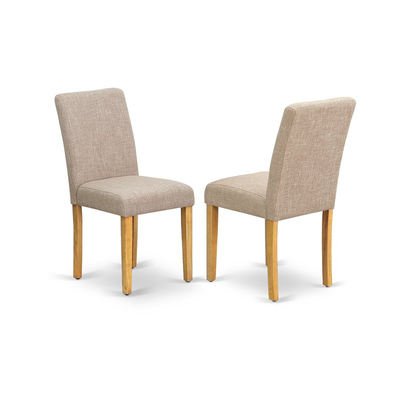 Pemberly Row 5-Piece Wood Dining Set with Parson Chairs in Oak