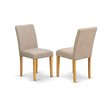 Pemberly Row 5-Piece Wood Dining Set with Parson Chairs in Oak