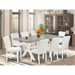 Pemberly Row 9-Piece White Wood Dining Set with PU Leather Chairs