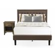Pemberly Row 2-Piece Wood Full Bedroom Set with Fabric Headboard in Brown