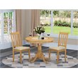 Pemberly Row 3-Piece Small Kitchen Table Set in Solid Oak Finish