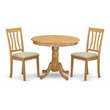 Pemberly Row 3-Piece Small Kitchen Table Set in Solid Oak Finish